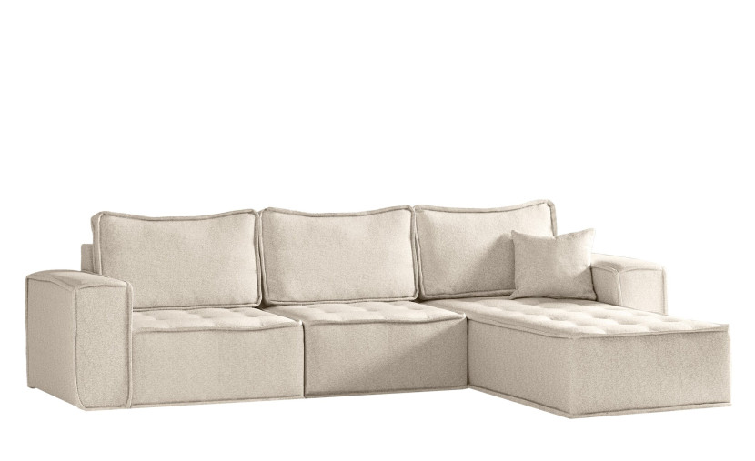 Sofa w ksztacie L maxi BOHOO, tkanina Raven, Jasnobeżowy Prawostronny 715344