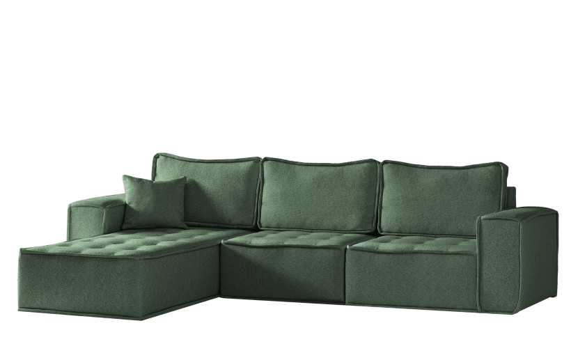 Sofa w ksztacie L maxi BOHOO, tkanina Raven, Jasnozielony Lewostronny 715338