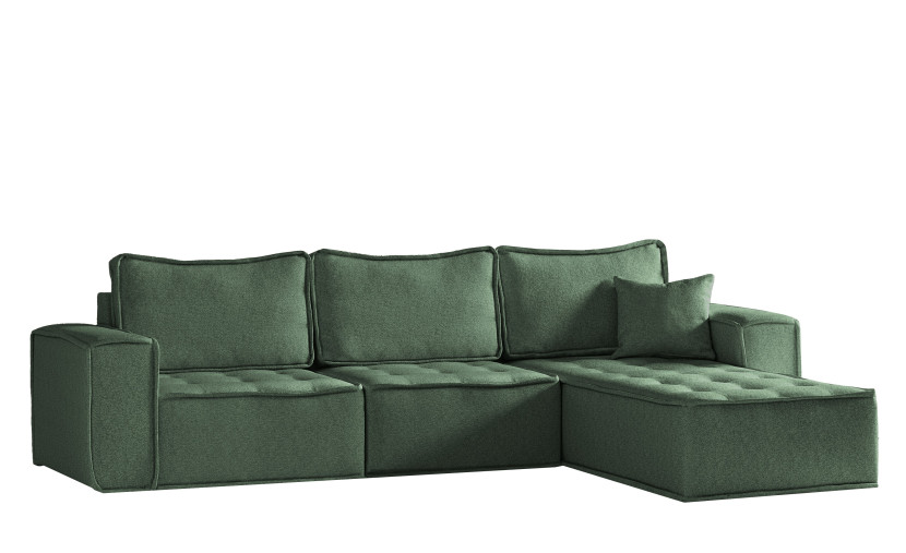 Sofa w ksztacie L maxi BOHOO, tkanina Raven, Jasnozielony Prawostronny 715355