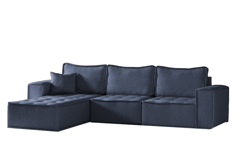 Sofa w ksztacie L maxi BOHOO, tkanina Raven, Niebieski Lewostronny 748935