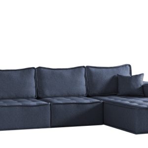 Sofa w ksztacie L maxi BOHOO, tkanina Raven, Niebieski Prawostronny 715375