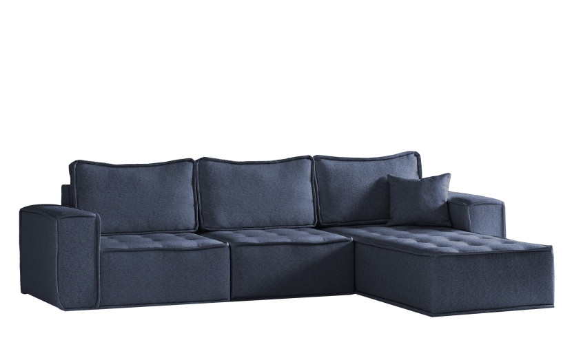 Sofa w ksztacie L maxi BOHOO, tkanina Raven, Niebieski Prawostronny 715375