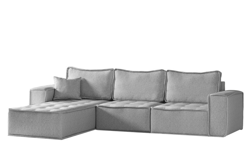 Sofa w ksztacie L maxi BOHOO, tkanina Raven, Szary Lewostronny 715432
