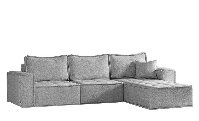 Sofa w ksztacie L maxi BOHOO, tkanina Raven, Szary Prawostronny 748921