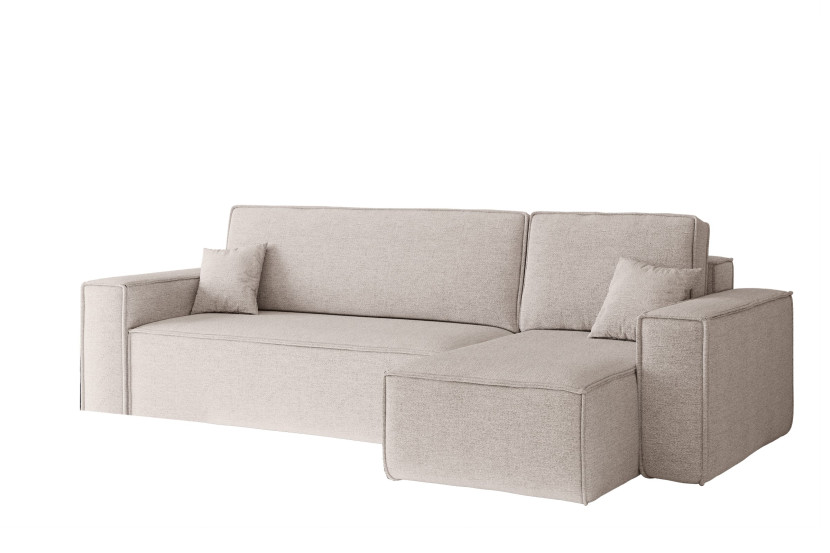 Sofa w kształcie L BEST narożnik tkanina Neve, Beżowy Prawostronny 652566