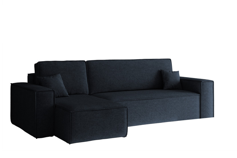 Sofa w kształcie L BEST narożnik tkanina Neve, Ciemnoniebieski Lewostronny 652511