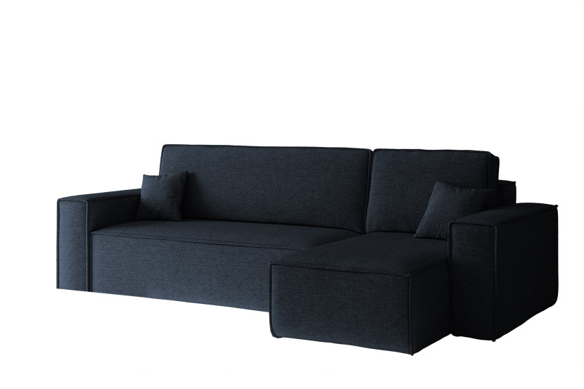 Sofa w kształcie L BEST narożnik tkanina Neve, Ciemnoniebieski Prawostronny 652549