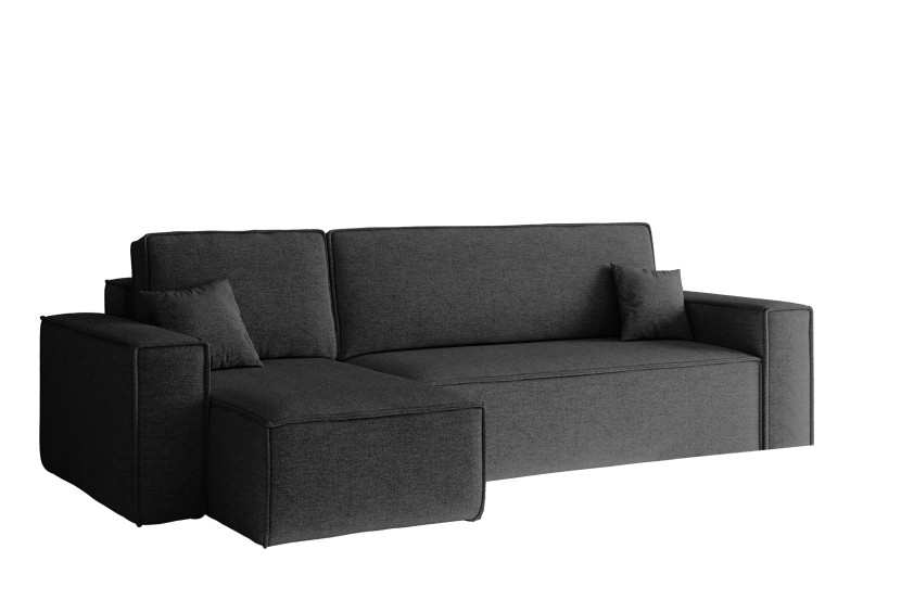 Sofa w kształcie L BEST narożnik tkanina Neve, Ciemnoszary Lewostronny 652565