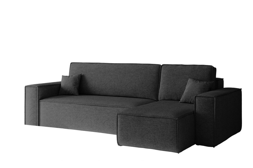 Sofa w kształcie L BEST narożnik tkanina Neve, Ciemnoszary Prawostronny 652536