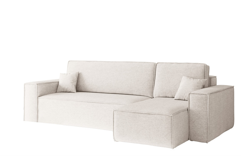 Sofa w kształcie L BEST narożnik tkanina Neve, Ecru Prawostronny 652538