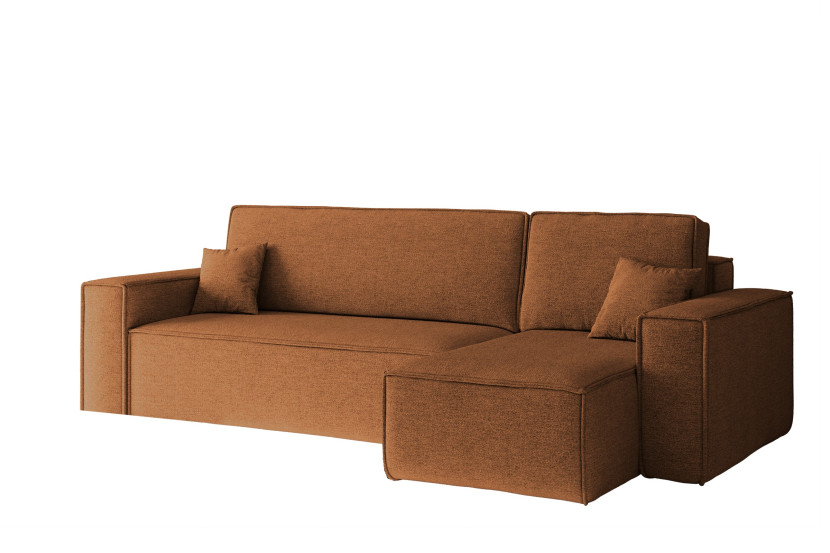 Sofa w kształcie L BEST narożnik tkanina Neve, Miedziany Prawostronny 652530