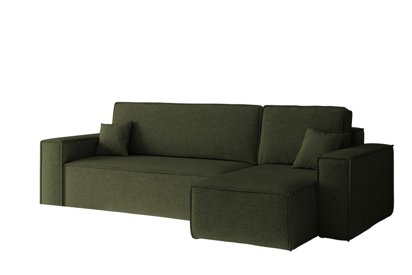 Sofa w kształcie L BEST narożnik tkanina Neve, Oliwkowy Prawostronny 652550