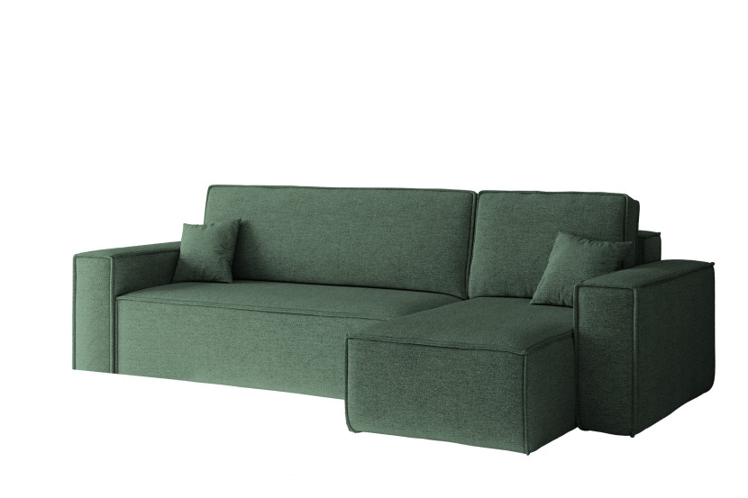 Sofa w kształcie L BEST narożnik tkanina Neve, Zielony Prawostronny 652540
