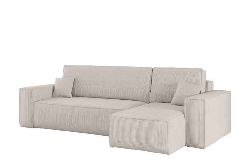 Sofa w kształcie L BEST narożnik, tkanina Poso, Beżowy Prawostronny 652545