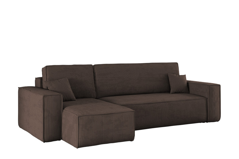 Sofa w kształcie L BEST narożnik, tkanina Poso, Brązowy Lewostronny 652517