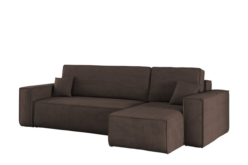 Sofa w kształcie L BEST narożnik, tkanina Poso, Brązowy Prawostronny 652551