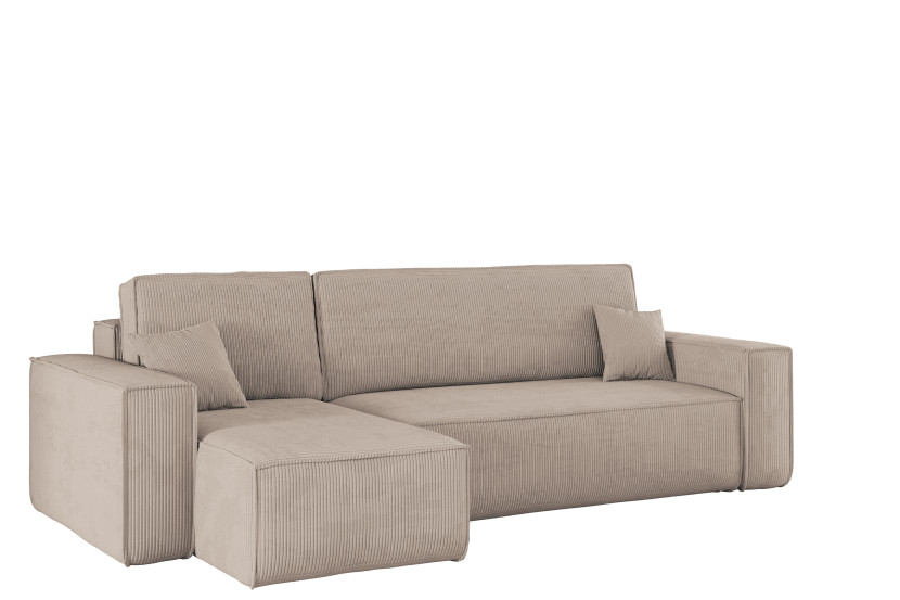 Sofa w kształcie L BEST narożnik, tkanina Poso, Ciemnobeżowy Lewostronny 652514