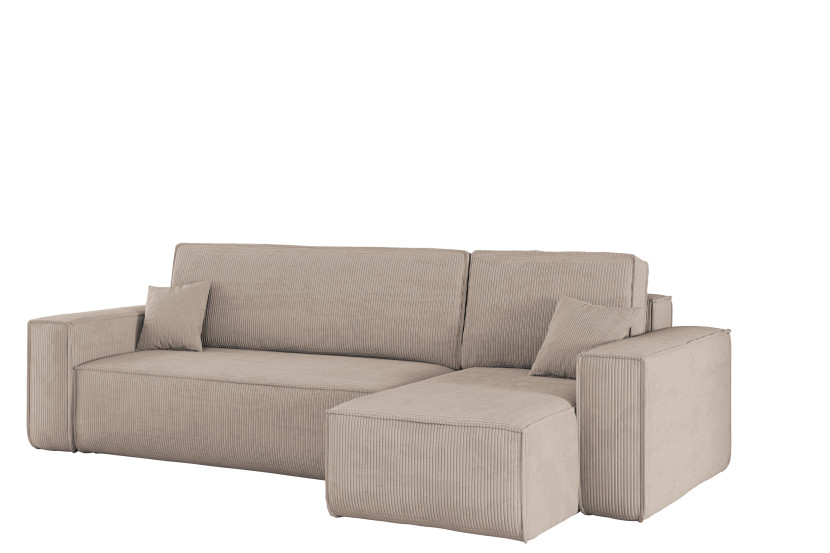 Sofa w kształcie L BEST narożnik, tkanina Poso, Ciemnobeżowy Prawostronny 652533