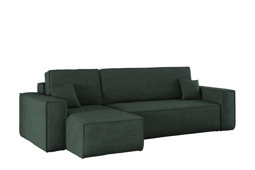 Sofa w kształcie L BEST narożnik, tkanina Poso, Ciemnozielony Lewostronny 652544