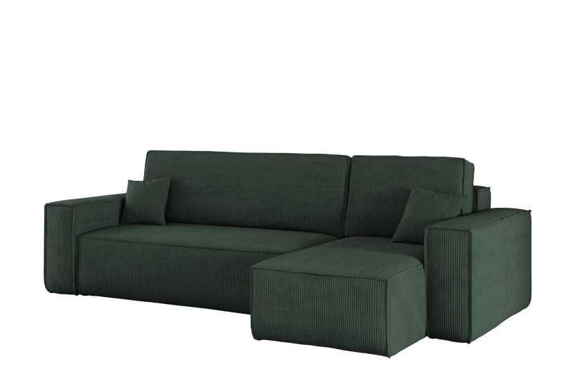Sofa w kształcie L BEST narożnik, tkanina Poso, Ciemnozielony Prawostronny 652513