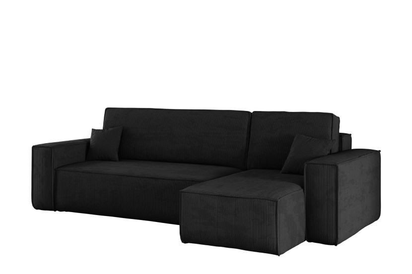 Sofa w kształcie L BEST narożnik, tkanina Poso, Czarny Prawostronny 652547