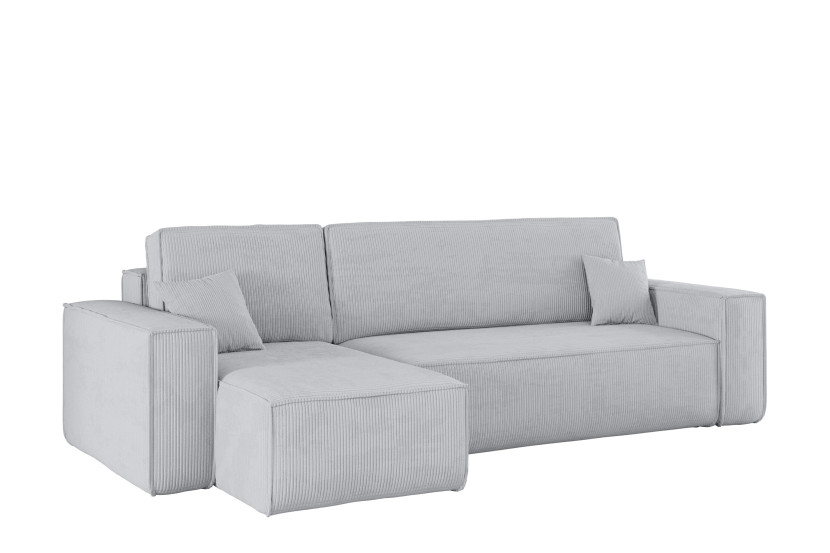 Sofa w kształcie L BEST narożnik, tkanina Poso, Jasnoszary Lewostronny 652519