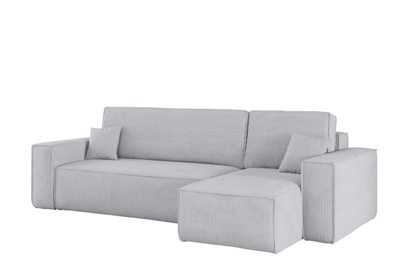 Sofa w kształcie L BEST narożnik, tkanina Poso, Jasnoszary Prawostronny 652559