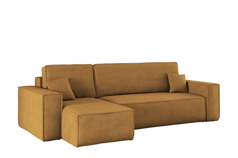 Sofa w kształcie L BEST narożnik, tkanina Poso, Musztardowy Lewostronny 652542