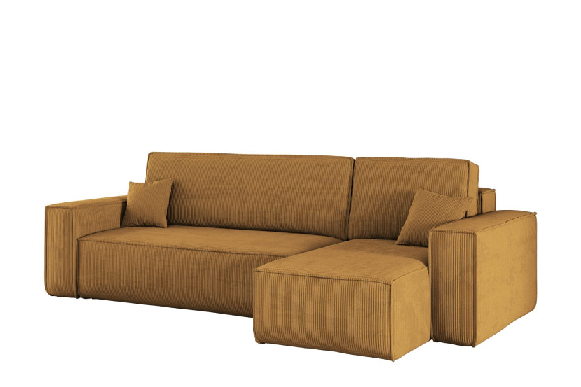 Sofa w kształcie L BEST narożnik, tkanina Poso, Musztardowy Prawostronny 652561