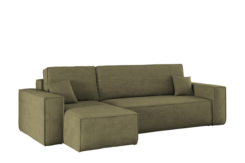 Sofa w kształcie L BEST narożnik, tkanina Poso, Oliwkowy Lewostronny 652521