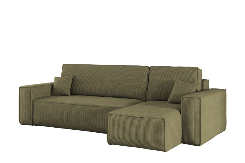 Sofa w kształcie L BEST narożnik, tkanina Poso, Oliwkowy Prawostronny 652508