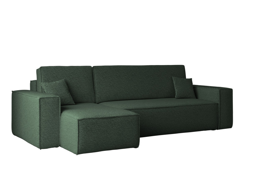 Sofa w kształcie L BEST, tkanina Abriamo, Ciemnozielony Lewostronny 652534