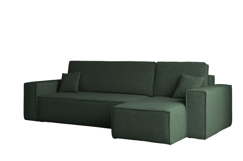 Sofa w kształcie L BEST, tkanina Abriamo, Ciemnozielony Prawostronny 652532