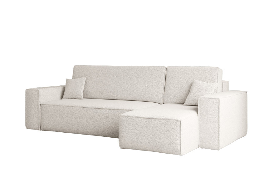 Sofa w kształcie L BEST, tkanina Abriamo, Ecru Prawostronny 653264