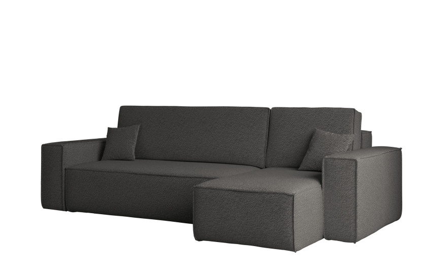Sofa w kształcie L BEST, tkanina Abriamo, Grafitowy Prawostronny 652564