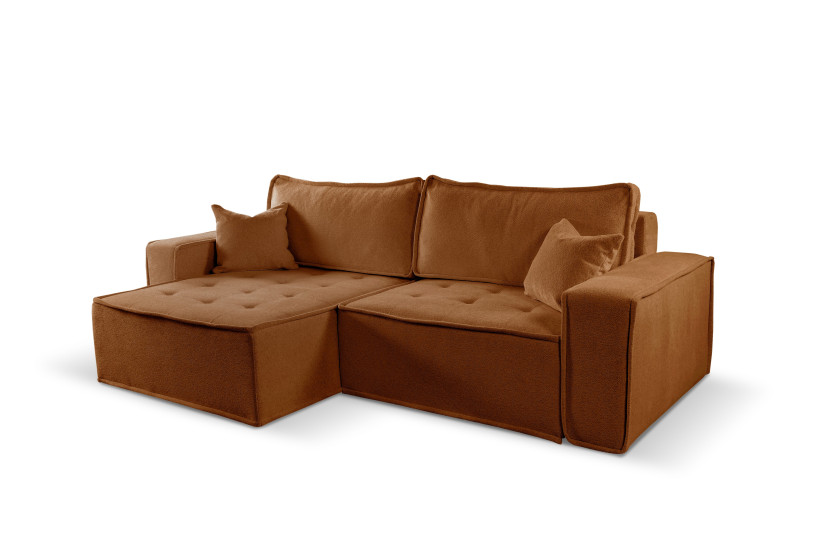 Sofa w kształcie L BOHOO narożnik, tkanina Raven, Ceglany Lewostronny 748934