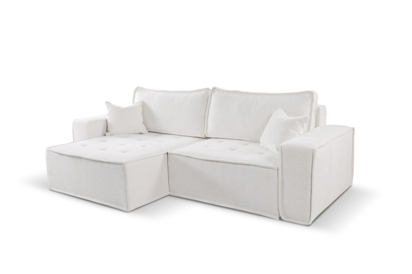 Sofa w kształcie L BOHOO narożnik, tkanina Raven, Ecru Lewostronny 715411