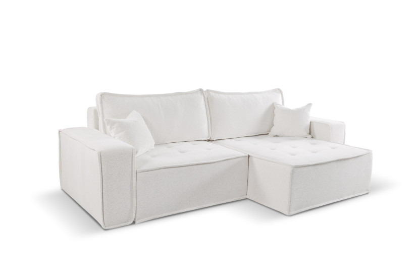Sofa w kształcie L BOHOO narożnik, tkanina Raven, Ecru Prawostronny 715402