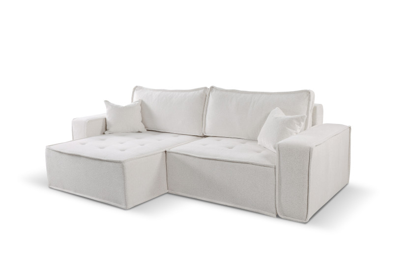 Sofa w kształcie L BOHOO narożnik, tkanina Raven, Jasnobeżowy Lewostronny 715350