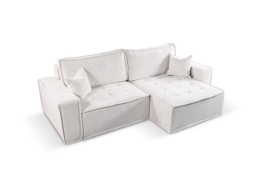 Sofa w kształcie L BOHOO narożnik, tkanina Raven, Jasnobeżowy Prawostronny 715390