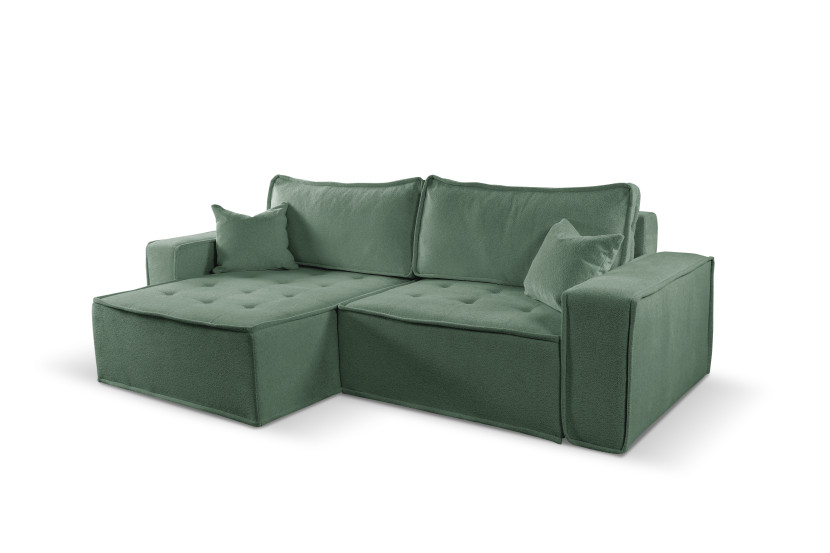 Sofa w kształcie L BOHOO narożnik, tkanina Raven, Jasnozielony Lewostronny 748931