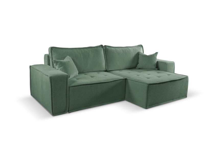Sofa w kształcie L BOHOO narożnik, tkanina Raven, Jasnozielony Prawostronny 748941