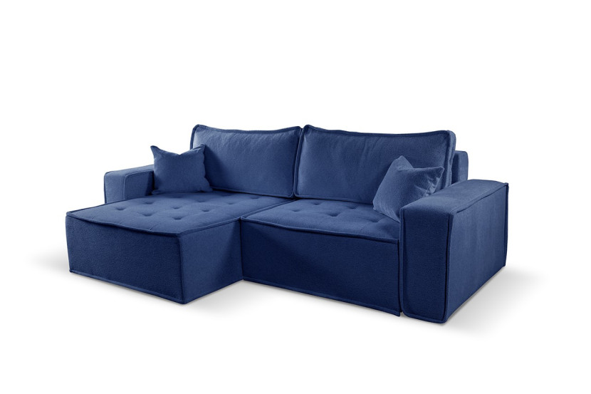 Sofa w kształcie L BOHOO narożnik, tkanina Raven, Niebieski Lewostronny 748949