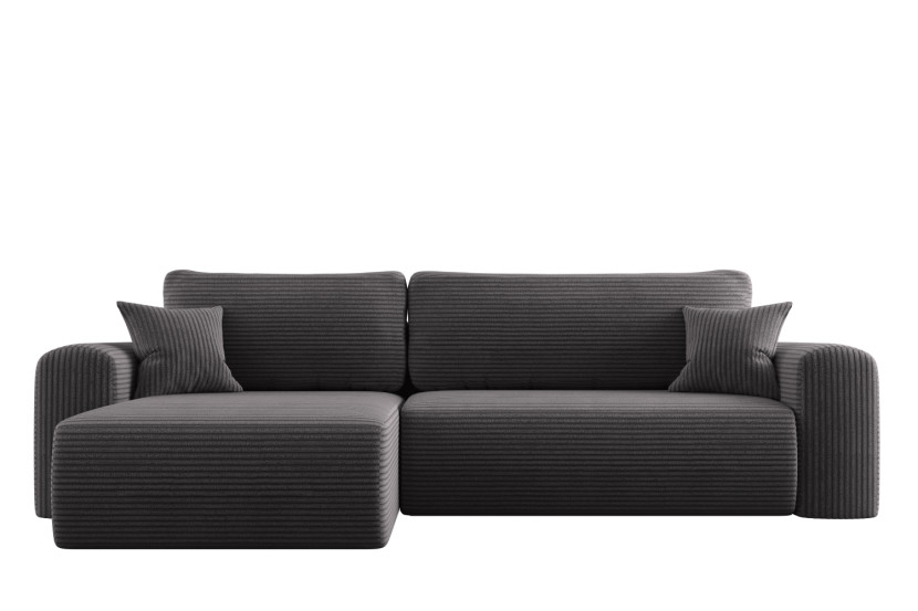 Sofa w kształcie L CAPRI narożnik, tkanina Poso, Ciemnoszary Lewostronny 649614