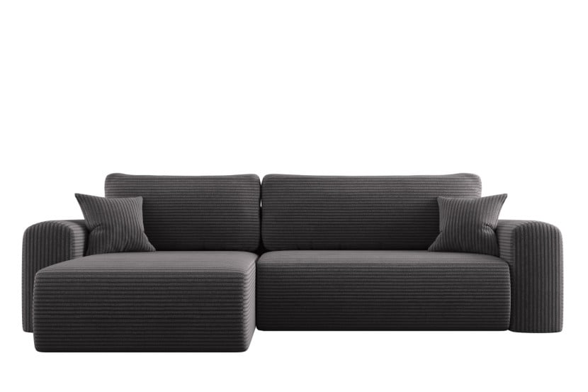 Sofa w kształcie L CAPRI narożnik, tkanina Poso, Ciemnoszary Prawostronny 648858