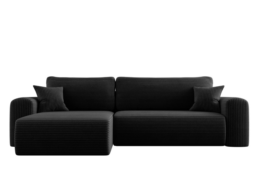 Sofa w kształcie L CAPRI narożnik, tkanina Poso, Czarny Lewostronny 648882