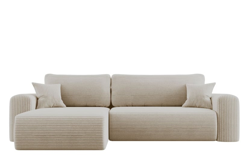 Sofa w kształcie L CAPRI narożnik, tkanina Poso, Ecru Lewostronny 648936
