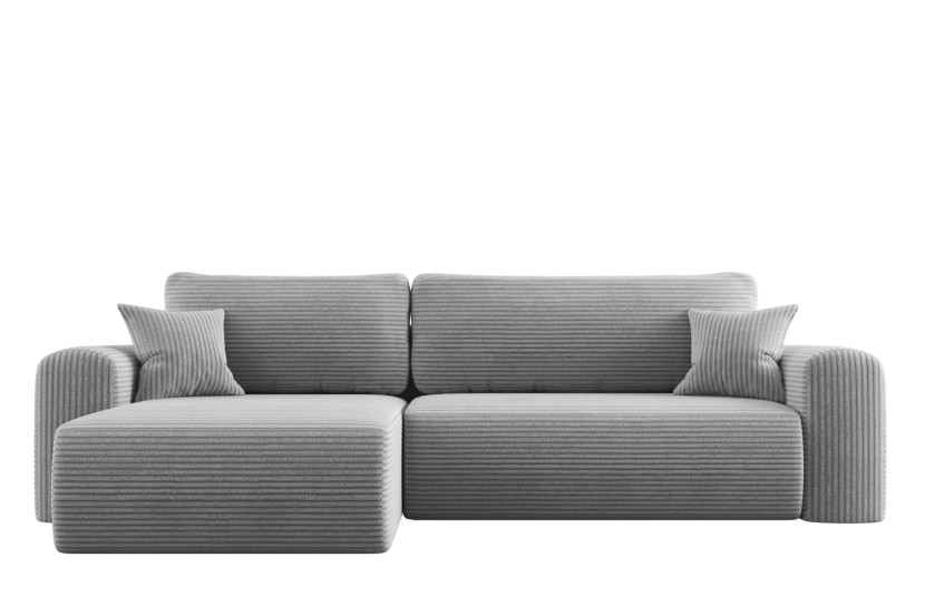 Sofa w kształcie L CAPRI narożnik, tkanina Poso, Jasnoszary Prawostronny 648864