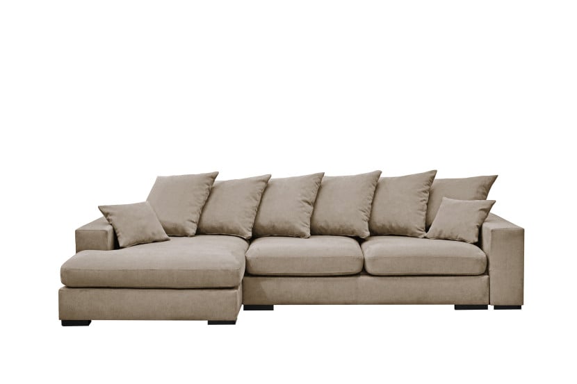 Sofa w kształcie L GABON, tkanina Riviera, Beżowy Lewostronny 648917