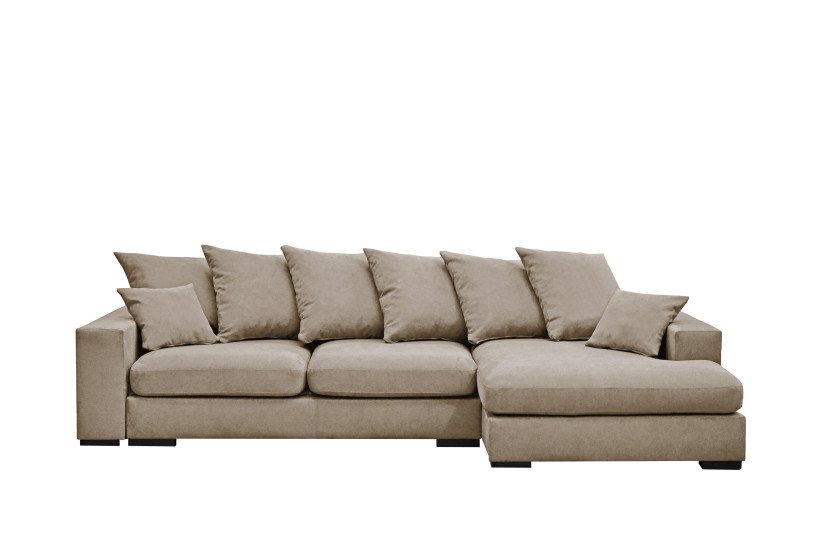 Sofa w kształcie L GABON, tkanina Riviera, Beżowy Prawostronny 648956